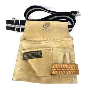 Rooster Tough By Tradition RE222 Nail And Tool Bag w/ Belt Genuine Suede Leather